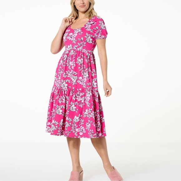 C Wonder by Christian Siriano Floral Tiered Ruffle bottom dress size M EUC - Picture 2 of 7